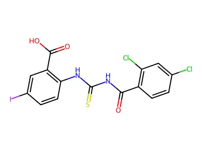 2-[(2,4-Dichlorobenzoyl)carbamothioylamino]-5-iodobenzoic acid structure