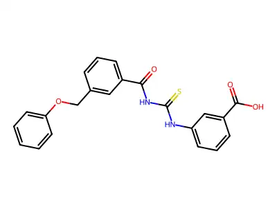 3-[({[3-(Phenoxymethyl)phenyl]carbonyl}carbamothioyl)amino]benzoic acid structure