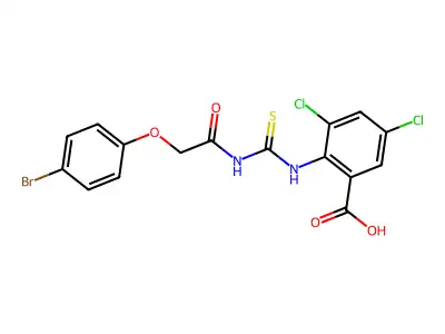 2-[[2-(4-Bromophenoxy)acetyl]carbamothioylamino]-3,5-dichlorobenzoic acid structure