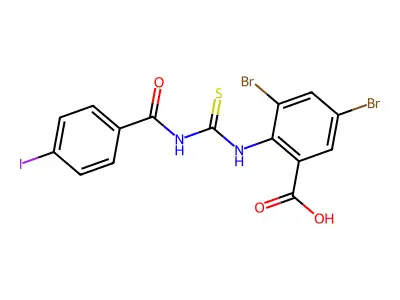 3,5-Dibromo-2-[[[(4-iodobenzoyl)amino]thioxomethyl]amino]-benzoic acid structure