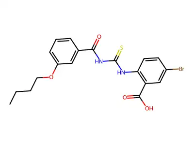 5-Bromo-2-[[[(3-butoxybenzoyl)amino]thioxomethyl]amino]-benzoic acid structure