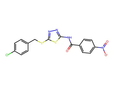 N-(5-((4-chlorobenzyl)thio)-1,3,4-thiadiazol-2-yl)-4-nitrobenzamide structure