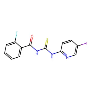 2-fluoro-N-[(5-iodopyridin-2-yl)carbamothioyl]benzamide structure