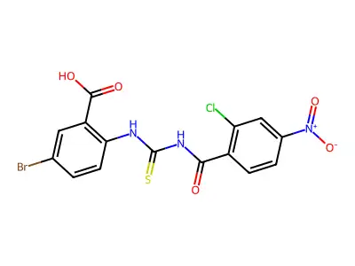 5-Bromo-2-[[[(2-chloro-4-nitrobenzoyl)amino]thioxomethyl]amino]-benzoic acid structure