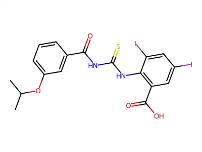 3,5-Diiodo-2-[(3-propan-2-yloxybenzoyl)carbamothioylamino]benzoic acid structure