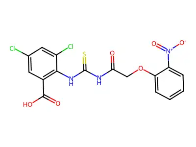 3,5-Dichloro-2-[[2-(2-nitrophenoxy)acetyl]carbamothioylamino]benzoic acid structure