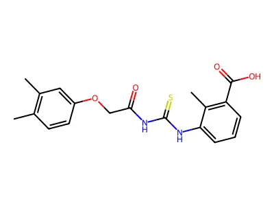 3-[[2-(3,4-Dimethylphenoxy)acetyl]carbamothioylamino]-2-methylbenzoic acid structure