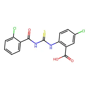 5-Chloro-2-({[(2-chlorophenyl)carbonyl]carbamothioyl}amino)benzoic acid structure