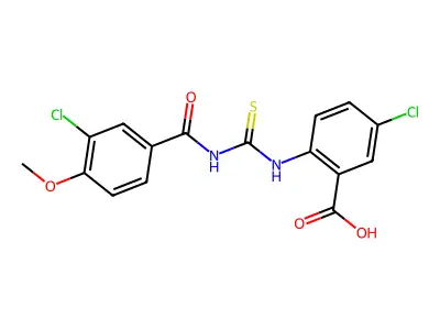 5-Chloro-2-[[[(3-chloro-4-methoxybenzoyl)amino]thioxomethyl]amino]-benzoic acid structure