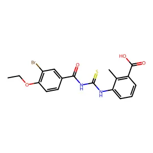3-({[(3-Bromo-4-ethoxyphenyl)carbonyl]carbamothioyl}amino)-2-methylbenzoic acid structure