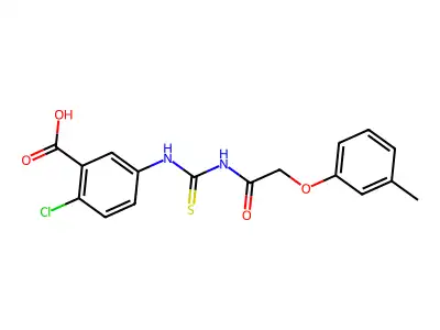 2-Chloro-5-[[[[(3-methylphenoxy)acetyl]amino]thioxomethyl]amino]-benzoic acid structure