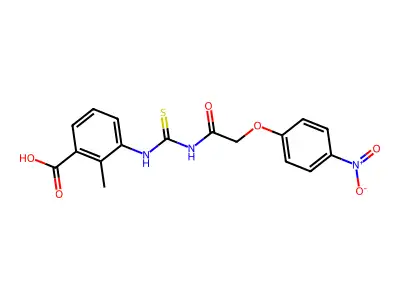 2-Methyl-3-[[[[(4-nitrophenoxy)acetyl]amino]thioxomethyl]amino]-benzoic acid structure