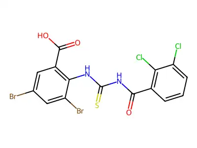 3,5-Dibromo-2-[[[(2,3-dichlorobenzoyl)amino]thioxomethyl]amino]-benzoic acid structure