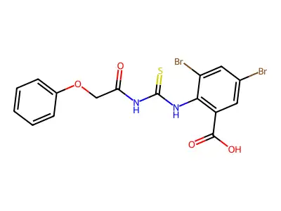 3,5-Dibromo-2-[[[(phenoxyacetyl)amino]thioxomethyl]amino]-benzoic acid structure