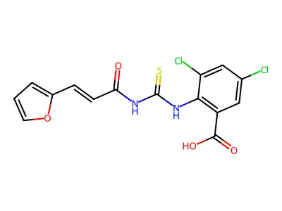 3,5-dichloro-2-[3-(2-furyl)prop-2-enoylthiocarbamoylamino]benzoic Acid structure