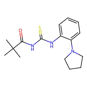 2,2-dimethyl-N-[(2-pyrrolidin-1-ylphenyl)carbamothioyl]propanamide structure