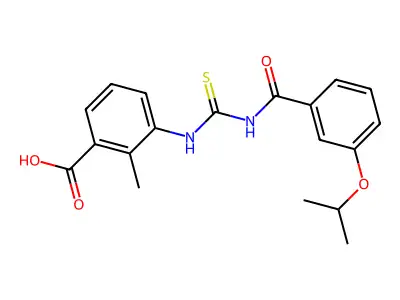 2-Methyl-3-[[[[3-(1-methylethoxy)benzoyl]amino]thioxomethyl]amino]-benzoic acid structure
