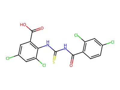 3,5-Dichloro-2-[[[(2,4-dichlorobenzoyl)amino]thioxomethyl]amino]-benzoic acid structure