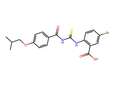 5-Bromo-2-[[[[4-(2-methylpropoxy)benzoyl]amino]thioxomethyl]amino]-benzoic acid structure