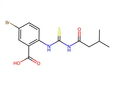 5-Bromo-2-[[[(3-methyl-1-oxobutyl)amino]thioxomethyl]amino]-benzoic acid structure