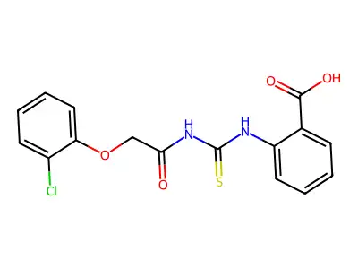 2-[[[[(2-Chlorophenoxy)acetyl]amino]thioxomethyl]amino]-benzoic acid structure
