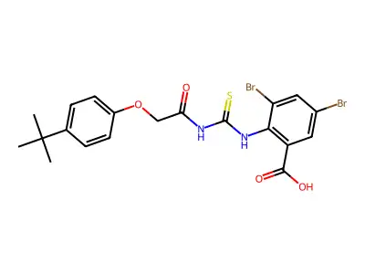 3,5-DIBROMO-2-[[[[[4- PHENOXY]ACETYL]AMINO]THIOXOMETHYL]AMINO]-BENZOICACID structure