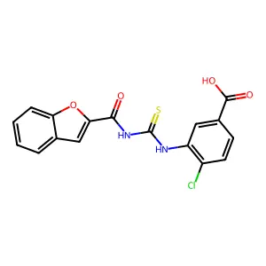 3-{[(1-Benzofuran-2-ylcarbonyl)carbamothioyl]amino}-4-chlorobenzoic acid structure