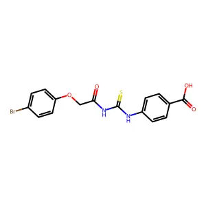 4-[[[[(4-Bromophenoxy)acetyl]amino]thioxomethyl]amino]-benzoic acid structure