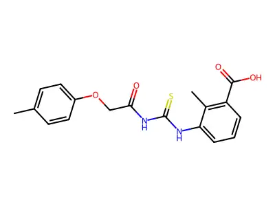 2-Methyl-3-[[2-(4-methylphenoxy)acetyl]carbamothioylamino]benzoic acid structure