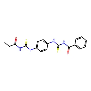 N-[[4-(propanoylcarbamothioylamino)phenyl]carbamothioyl]benzamide structure