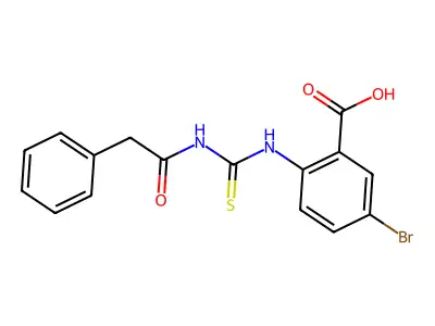 Benzoic acid, 5-bromo-2-[[[(2-phenylacetyl)amino]thioxomethyl]amino]- structure