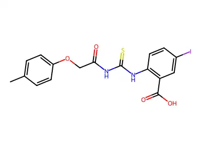 5-Iodo-2-[[[[(4-methylphenoxy)acetyl]amino]thioxomethyl]amino]-benzoic acid structure