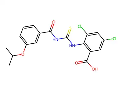 3,5-Dichloro-2-[(3-propan-2-yloxybenzoyl)carbamothioylamino]benzoic acid structure
