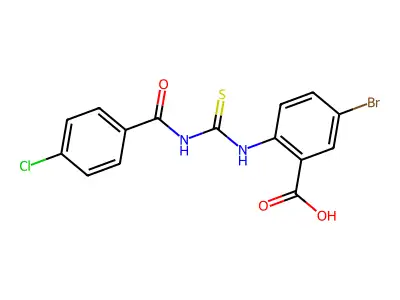 5-Bromo-2-[[[(4-chlorobenzoyl)amino]thioxomethyl]amino]-benzoic acid structure