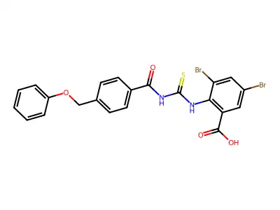 3,5-Dibromo-2-[[4-(phenoxymethyl)benzoyl]carbamothioylamino]benzoic acid structure