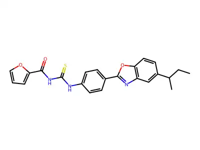 N-[[4-(5-butan-2-yl-1,3-benzoxazol-2-yl)phenyl]carbamothioyl]furan-2-carboxamide structure