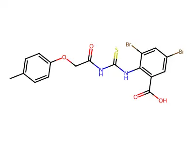 3,5-Dibromo-2-[[2-(4-methylphenoxy)acetyl]carbamothioylamino]benzoic acid structure