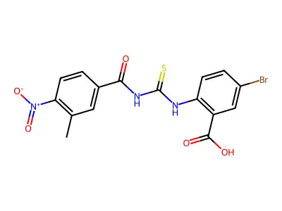 5-Bromo-2-[(3-methyl-4-nitrobenzoyl)carbamothioylamino]benzoic acid structure