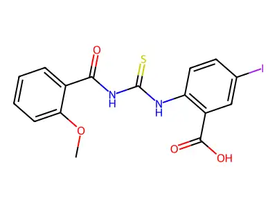 5-Iodo-2-[[[(2-methoxybenzoyl)amino]thioxomethyl]amino]-benzoic acid structure