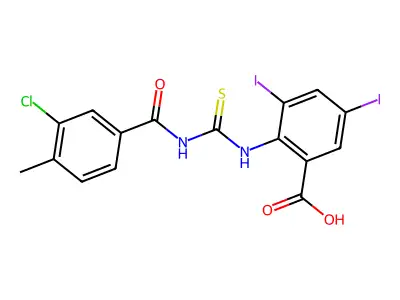 2-[[[(3-Chloro-4-methylbenzoyl)amino]thioxomethyl]amino]-3,5-diiodo-benzoic acid structure