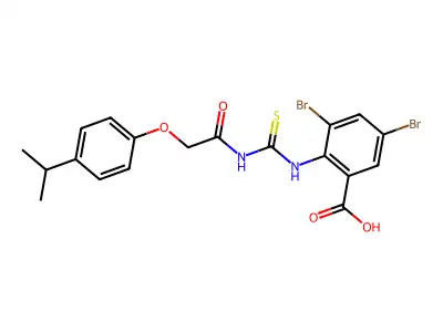 3,5-DIBROMO-2-[[[[[4- PHENOXY]ACETYL]AMINO]THIOXOMETHYL]AMINO]-BENZOICACID structure