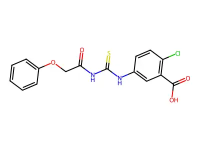 2-Chloro-5-[[[(phenoxyacetyl)amino]thioxomethyl]amino]-benzoic acid structure