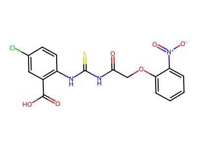 5-Chloro-2-[[[[(2-nitrophenoxy)acetyl]amino]thioxomethyl]amino]-benzoic acid structure