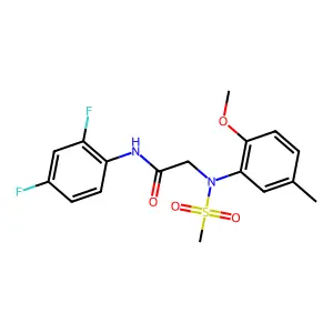 N-(2,4-difluorophenyl)-2-(2-methoxy-5-methyl-N-methylsulfonylanilino)acetamide structure