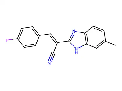 3-(4-iodophenyl)-2-(6-methyl-1H-benzimidazol-2-yl)prop-2-enenitrile structure