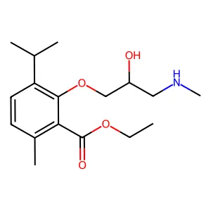 p-Cymene-2-carboxylic acid, 3-(2-hydroxy-3-(methylamino)propoxy)-, ethyl ester structure