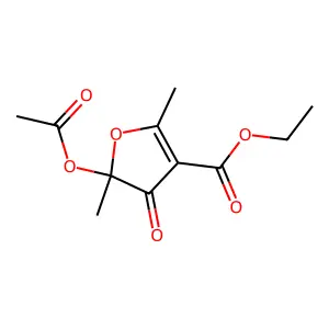 Ethyl 5-(acetyloxy)-2,5-dimethyl-4-oxo-4,5-dihydrofuran-3-carboxylate structure