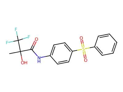 N-[4-(benzenesulfonyl)phenyl]-3,3,3-trifluoro-2-hydroxy-2-methylpropanamide structure