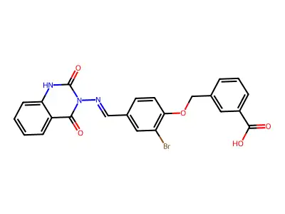 3-[[2-bromo-4-[(2,4-dioxo-1H-quinazolin-3-yl)iminomethyl]phenoxy]methyl]benzoic Acid structure