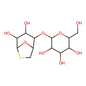 2-[(3,4-dihydroxy-8-oxa-6-thiabicyclo[3.2.1]octan-2-yl)oxy]-6-(hydroxymethyl)oxane-3,4,5-triol structure